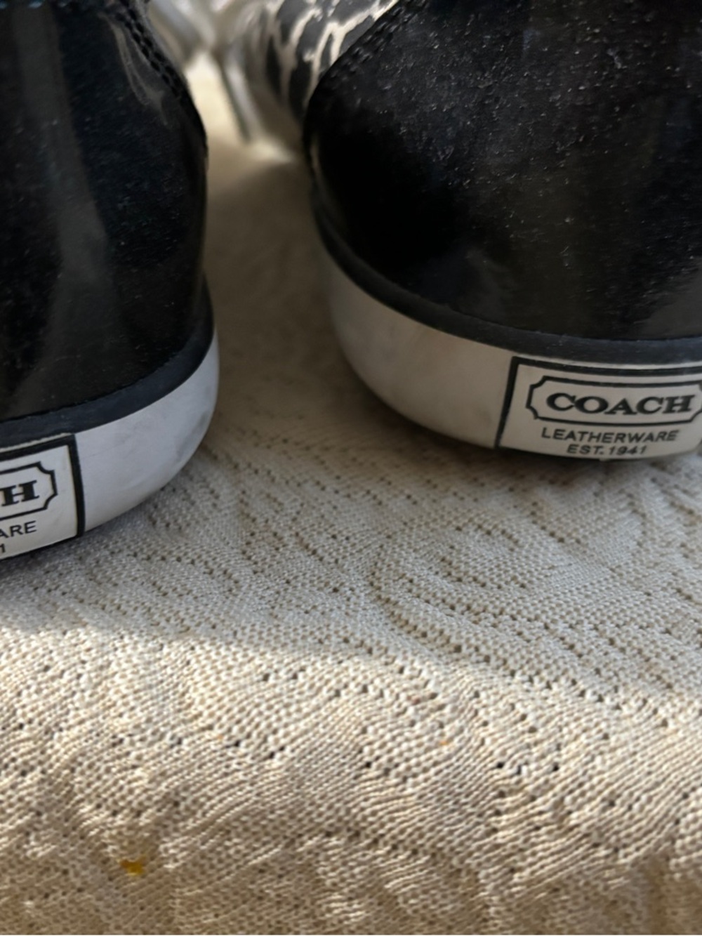 Coach Women's Black & White Leopard-Print Canvas Sneakers - Picture 4 of 6